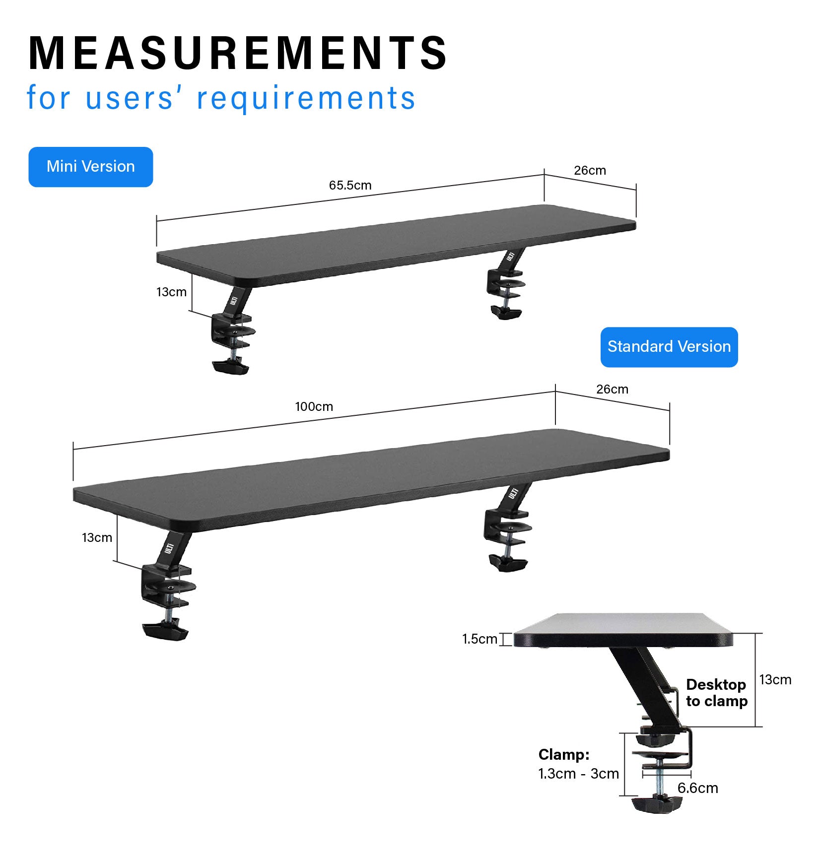 Clamp-On Monitor Riser & Laptop Stand Shelf