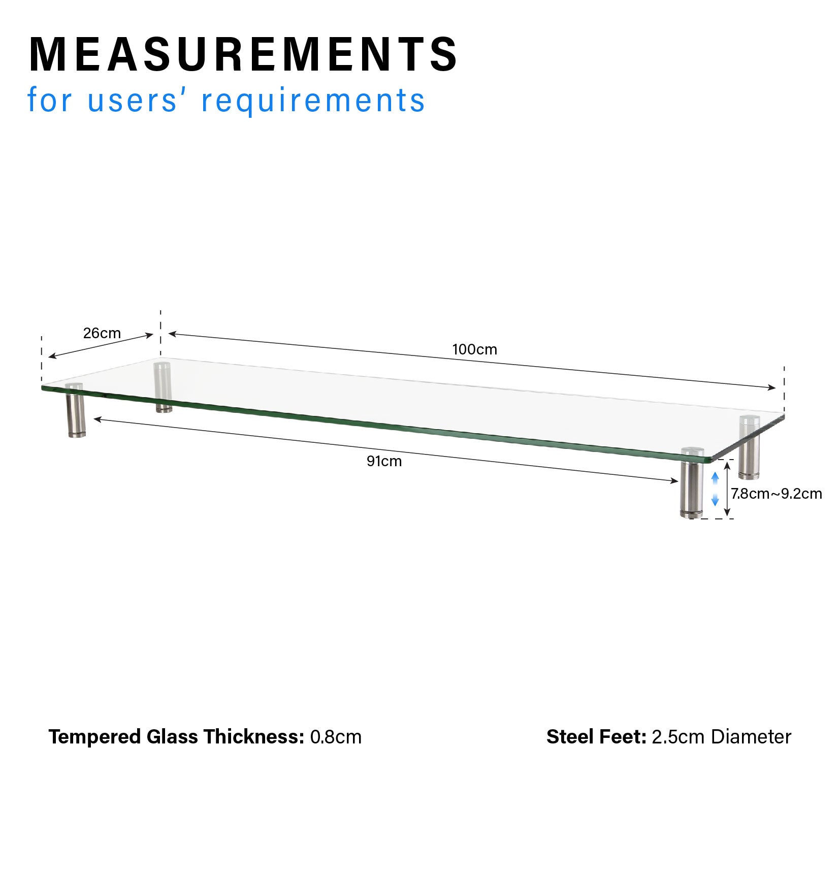 ULTi Premium Tempered Glass Monitor Stand Riser Shelf