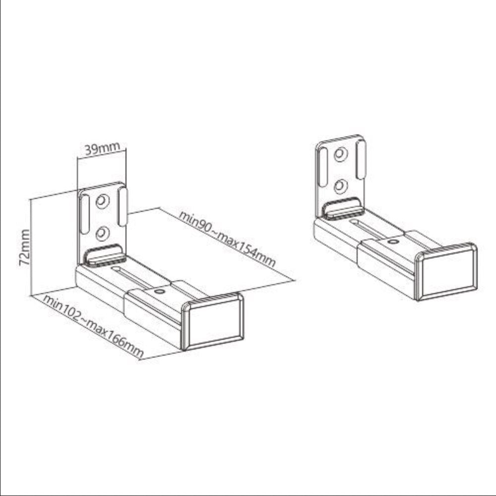 Bookshelf Audio Speaker Stand & Soundbar Wall Mount