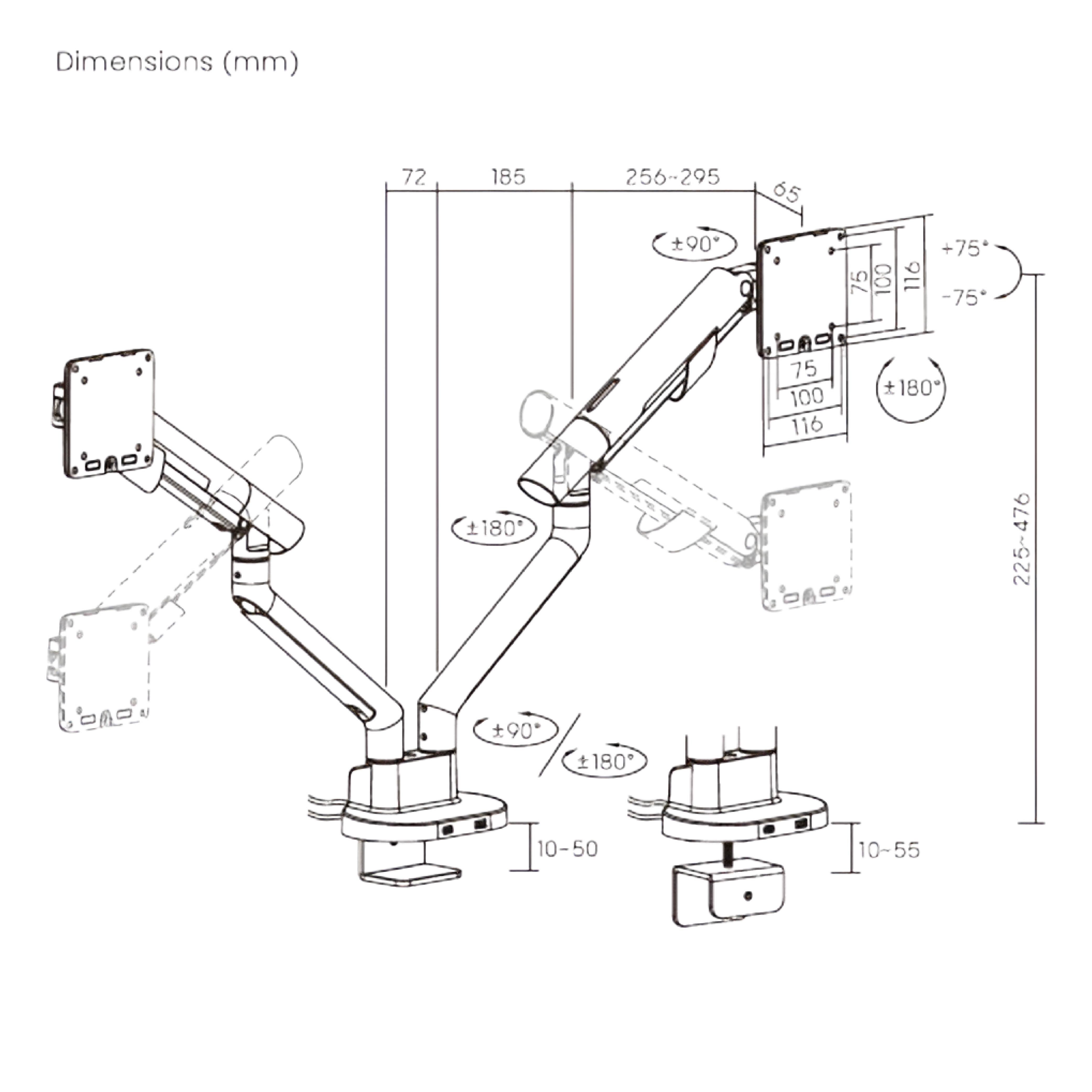 Flex Pro Dual Monitor Arm | T18 PRO