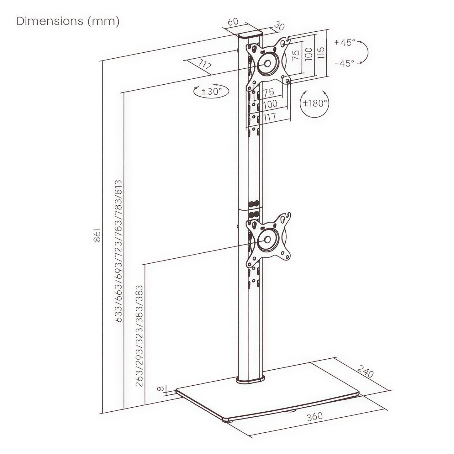 Evo Vertical Dual Monitor Stand | T37