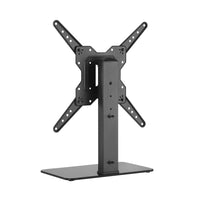 ULTi Free-Standing Tabletop TV Stand with Glass Base, Swivel, Height Adjustable & Cable Management Built-in