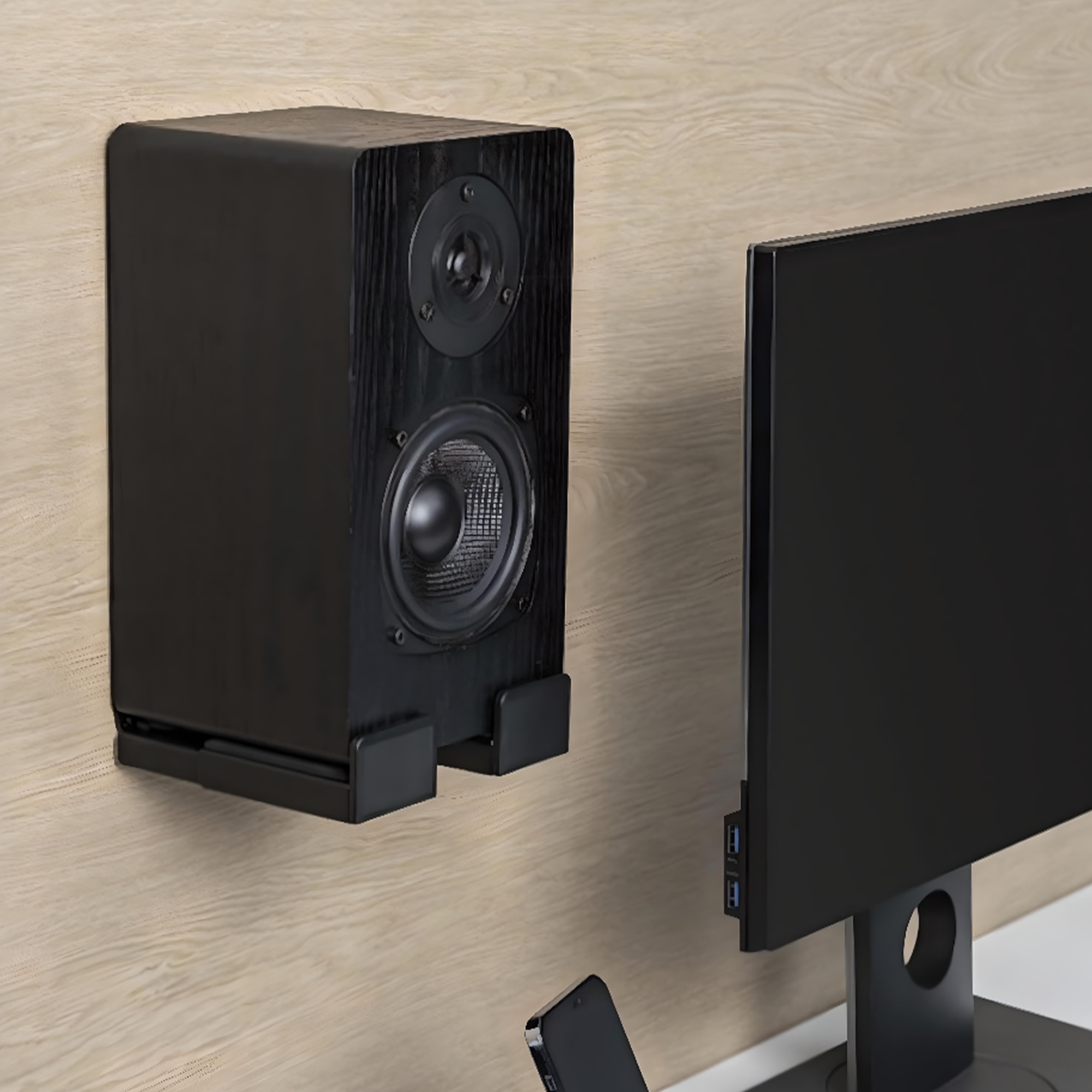 Bookshelf Audio Speaker Stand & Soundbar Wall Mount