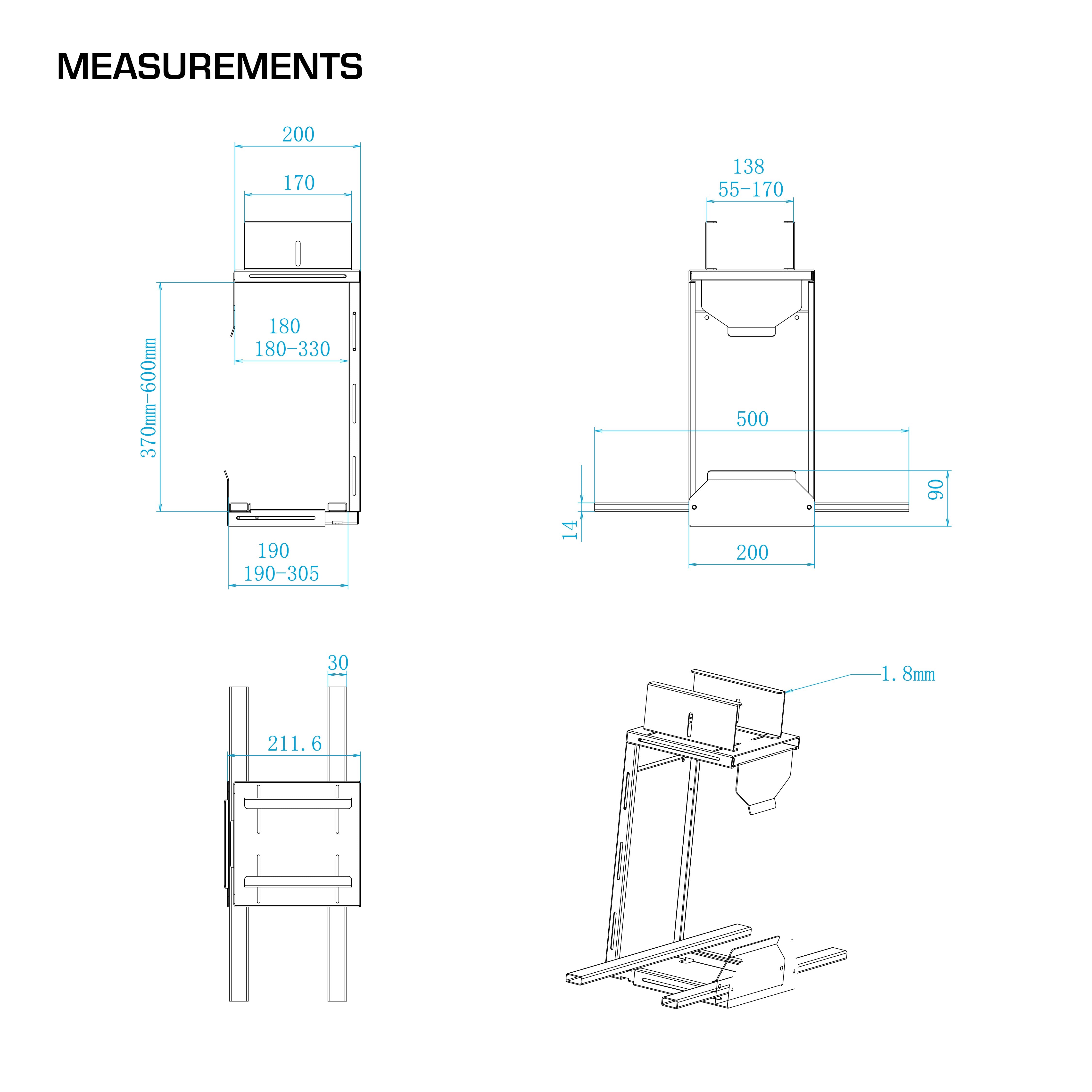 Arc Pro Under-Desk Rail Mounted PC Holder