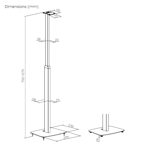Height Adjustable Speaker Floor Stand for Sonos Era 300