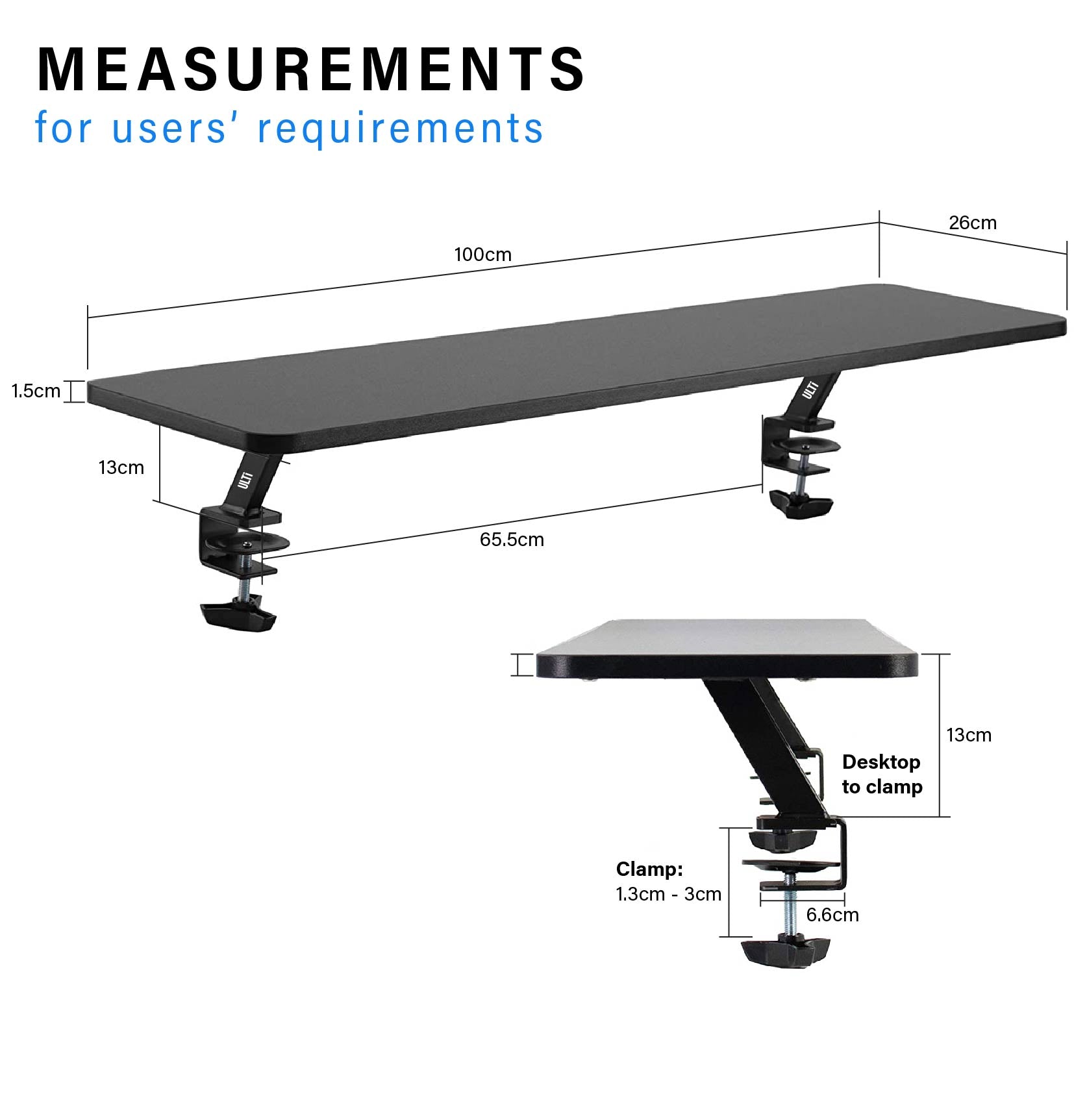 Clamp-On Monitor Riser & Laptop Stand Shelf