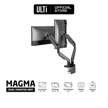 ULTi Magma Heavy-duty Dual Monitor Arm for Ultrawide Monitors (up to 20kg & 35-49 inch)