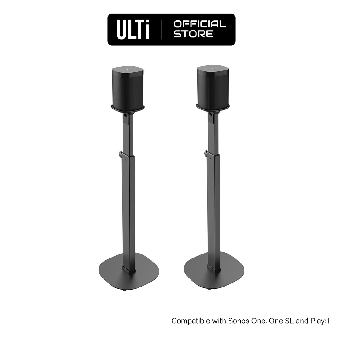 ULTi Premium Height Adjustable Speaker Floor Stands for Sonos One, One SL, or Play:1, Built-in Cable Management