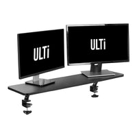 ULTi Clamp-On Monitor Riser & Laptop Stand Shelf for Sit Stand Desk Table, Supports Dual 32" Monitors - 2 Sizes:100 x 26cm (Standard) / 65.5cm x 26cm (Mini)