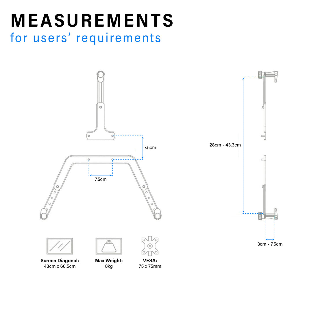 ULTi Mount Bracket VESA Adaptor for Non-VESA Monitor Arm, Mounting Kit for Screen Size of 17” to 27"