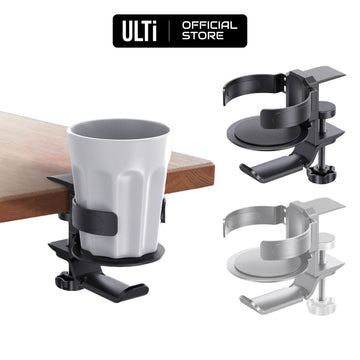 ULTi MagCup Headphone Hanger - Gravity Mechanism, Built-in Cable Management, Under Desk Cup Holder & Bag Hook