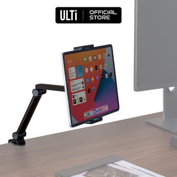 ULTi Clamp-on Tablet Holder for 4.7 to 12.9 inch Screens - Ergonomic Design: Swivel, Tilt & Rotate
