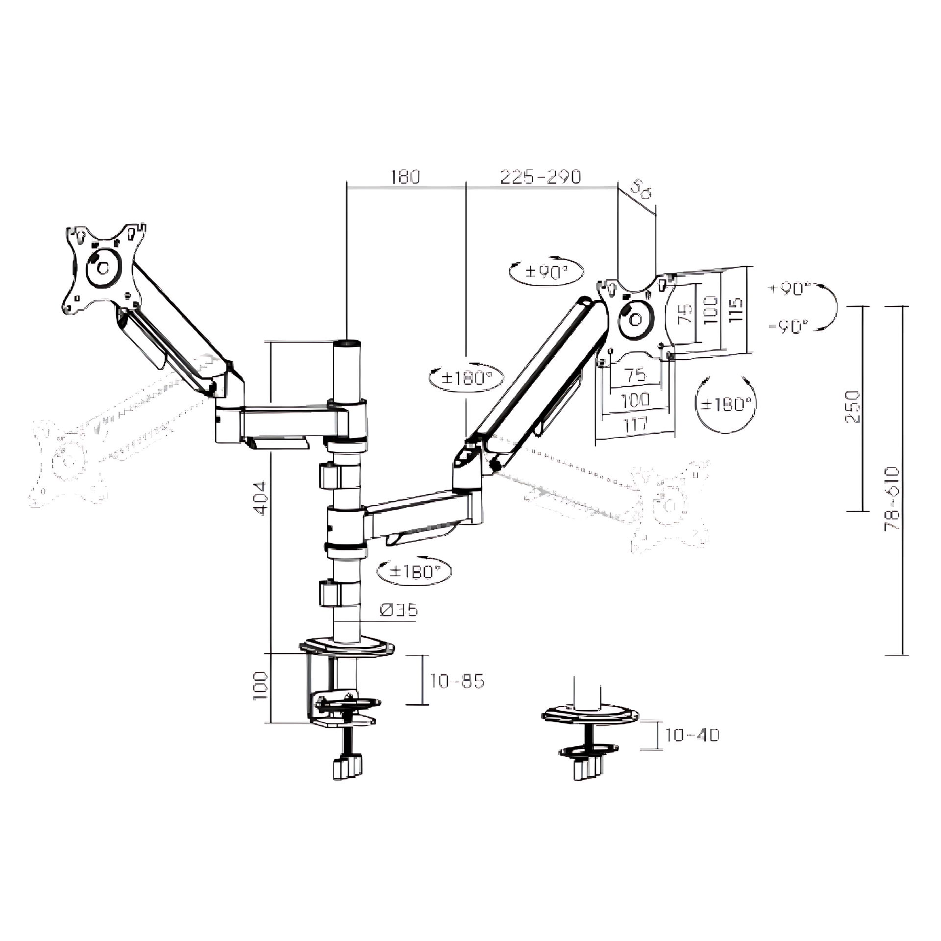 Aero Dual Monitor Arm | T29