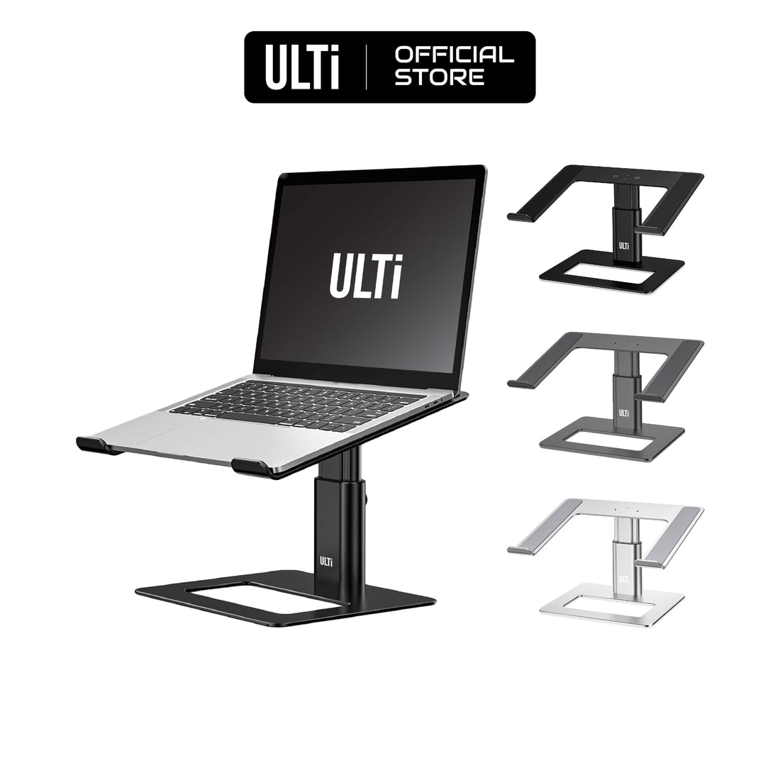ULTi Premium Aluminum Laptop Stand, Ergonomic Height Adjustable Notebook Stand, Riser Holder Computer Stand, 10-17 inch