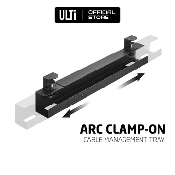 ULTi Arc Clamp-On Cable Management Tray, Extendable & No-Drill Design, Cable Management & Organizer for Standing Desk