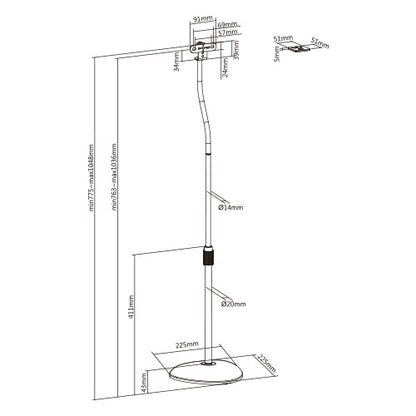 Height Adjustable Universal Speaker Floor Stand