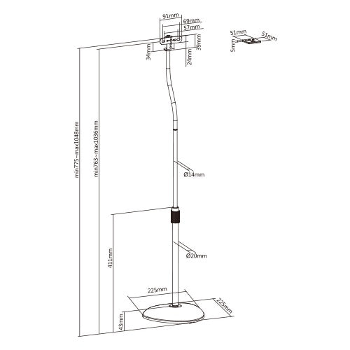 ULTi Height Adjustable Universal Speaker Floor Stand