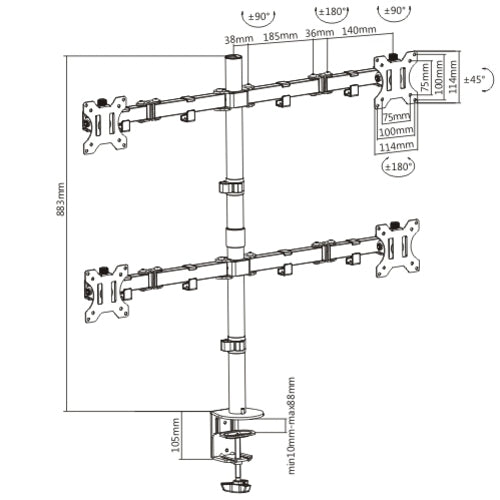 ULTi Evo Quad Monitor Mount Desk Stand