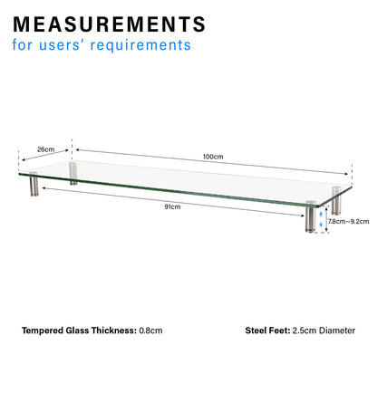 ULTi Premium Tempered Glass Monitor Stand Riser Shelf