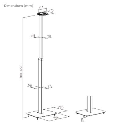 ULTi Height Adjustable Speaker Floor Stand for Sonos Era 100