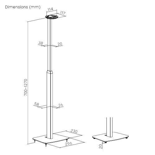 Height Adjustable Speaker Floor Stand for Sonos Era 100