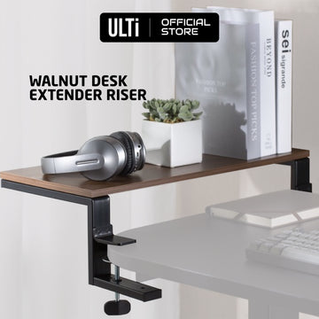 ULTi Walnut Monitor Riser & Extender | Clamp-on or Free-standing Installation
