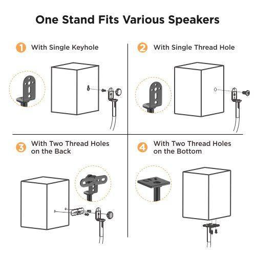 ULTi Height Adjustable Universal Speaker Floor Stand, Extends up to 105cm - Holds Satellite & Small Bookshelf Speakers