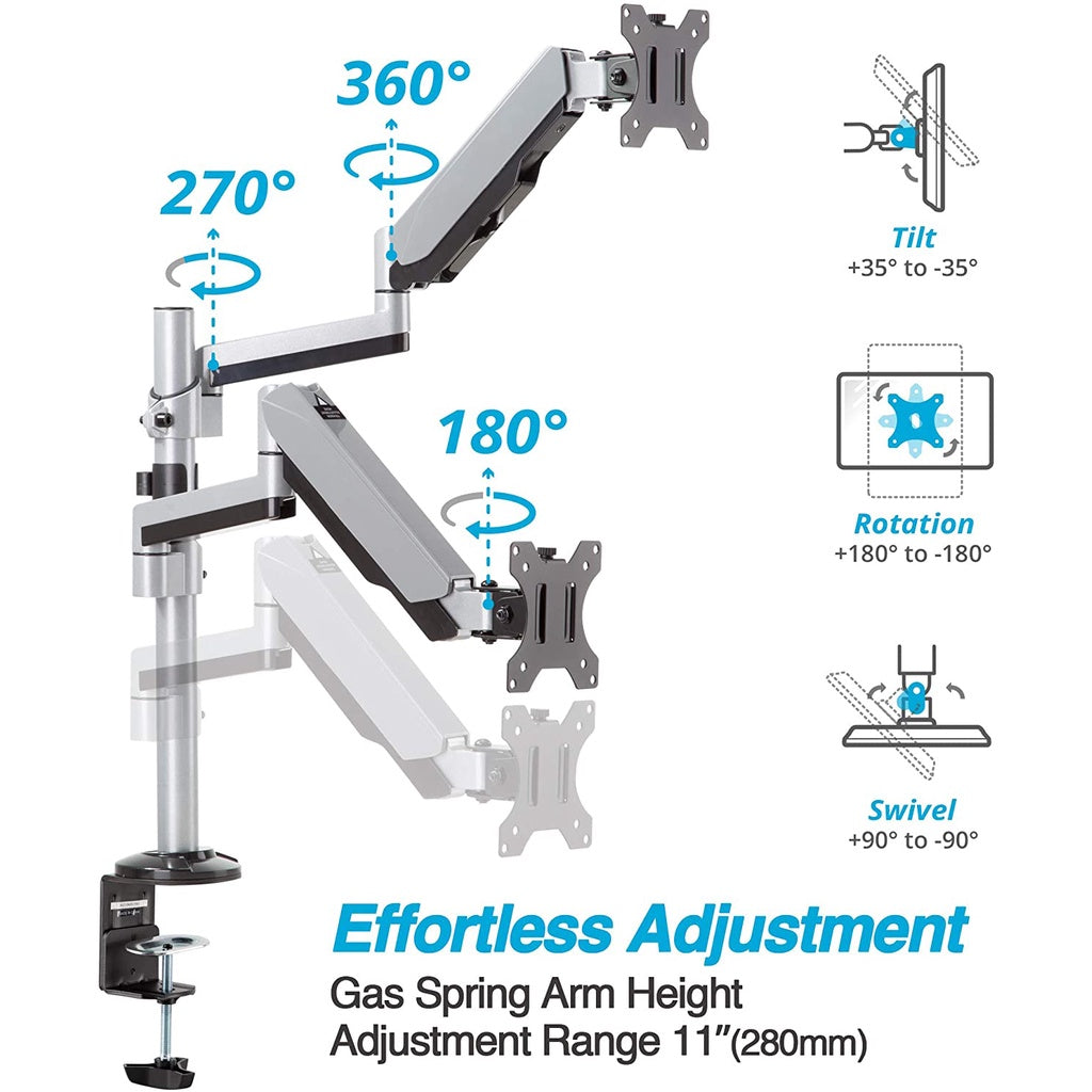 ULTi APEX Vertical Stacking Dual Monitor Arm for 2 Monitors Up to 32”, Fits Curved Ultrawide w/ Tall Pole, VESA Mount