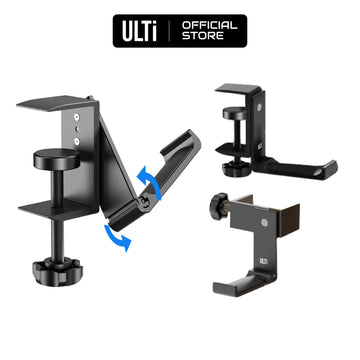 ULTi Headphone Stand, Foldable Design, Aluminum Hanger, Headset Holder with 360° Swivel Ball Plunger - Improved Design