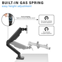 ULTi 2-in-1 Verge Gas Spring Monitor, Laptop Arm, Desk Mount, Full Motion Swivel, VESA Stand with C Clamp & Grommet, Up to 32'