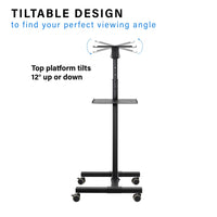 ULTi Projector & Laptop Stand, Rolling Cart w/ Ventilated Tray, Height & Tilt Adjustable, Presentation Trolley w Casters