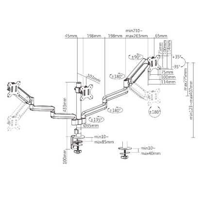 Aero Triple Monitor Arm | T22