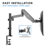 ULTi Aero Dual Gas Spring Monitor Arm - Monitor Desk Mount with Pole for 32 Inch Flat & Curve Monitors - VESA Compatible