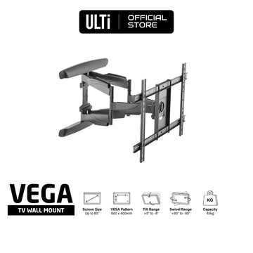 ULTi Vega Heavy Duty Full-Motion TV Wall Mount Bracket for 37 to 85 inch Flat & Curved TVs