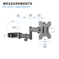 ULTi Universal Full Motion Pole Mount Bracket Monitor Arm, 75 & 100mm VESA Plate, Fits 17 to 32 inch Monitor & TV Screen