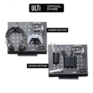 ULTi Aluminum Desk Organizer, Modular Pegboard with Pen Holder, Cable Hook, Phone Stand, Headphone Hanger, PS4 PS5 Controller