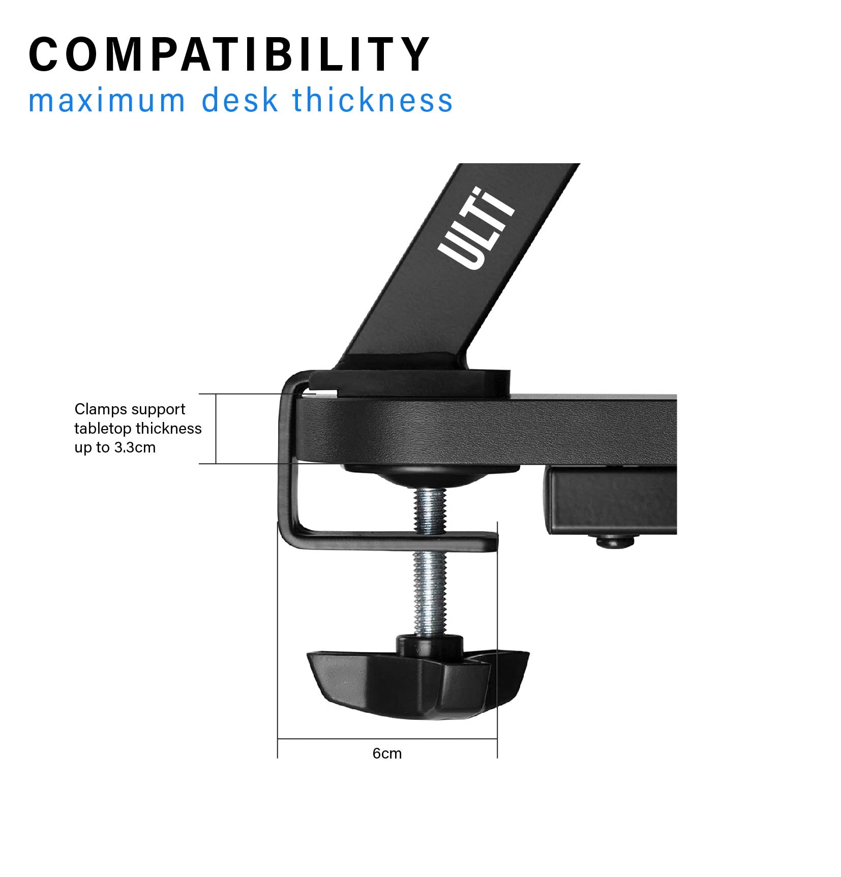 ULTi Clamp-On Monitor Riser & Laptop Stand Shelf