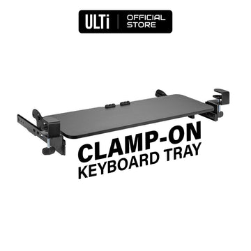 ULTi Clamp-on Keyboard Tray for Standing Desk, Under Desk Pull Out, Adjustable Height