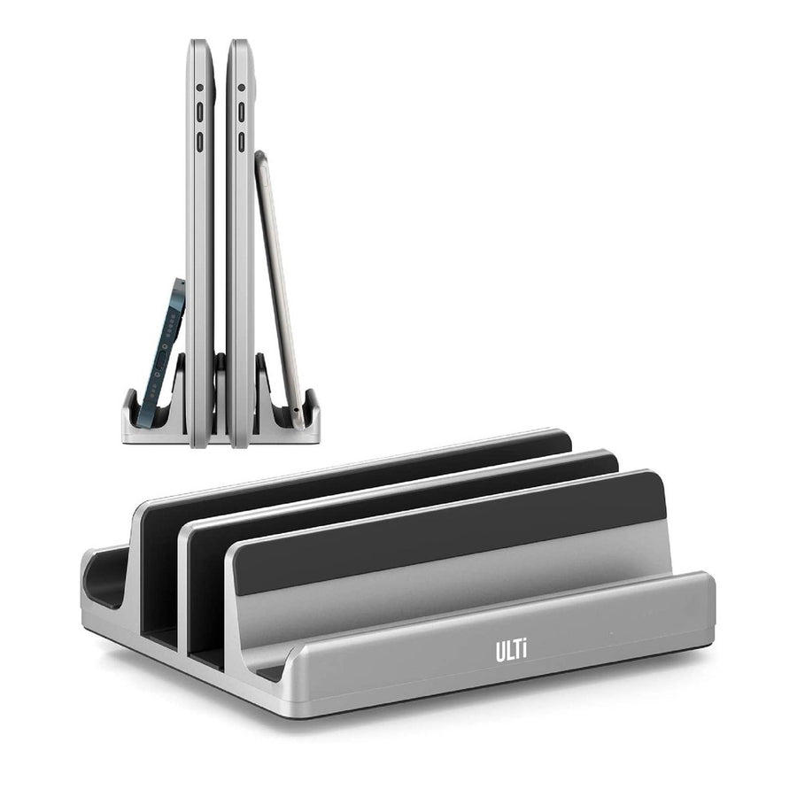 ULTi Vertical Laptop Stand, Solid Aluminium Base, Four Slots Design Holder for Laptop, Tablet, Phone, and More