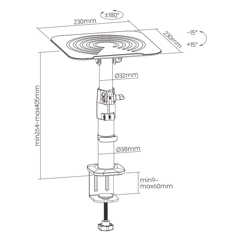 Desktop Clamp-On Studio Speaker Stand | C39