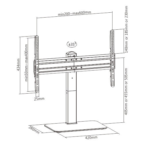 ULTi TV Table Top Stand with Glass Base