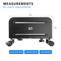 ULTi CPU Rolling Stand for Computer PC Tower Desktop ATX-Case, Steel Mount Holder, Ventilation, Lockable Caster Wheels