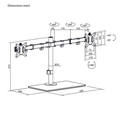 Ergo Dual Free Standing Monitor Stand | T41