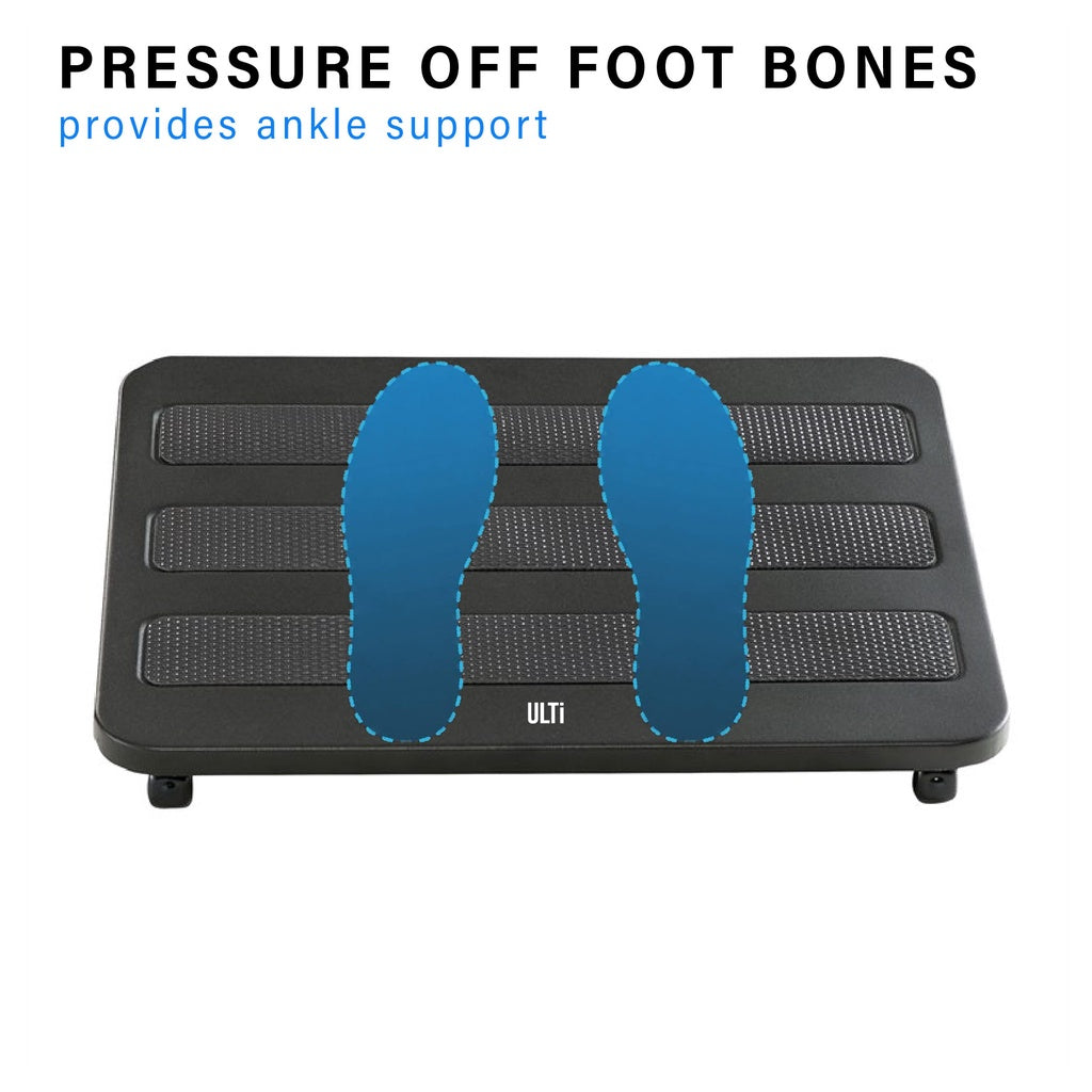 ULTi Ergonomic Footrest, Angle Tilt Adjustable with Anti-Fatigue Surface, Steel, Non-slip, Under Desk Foot Rest Mat