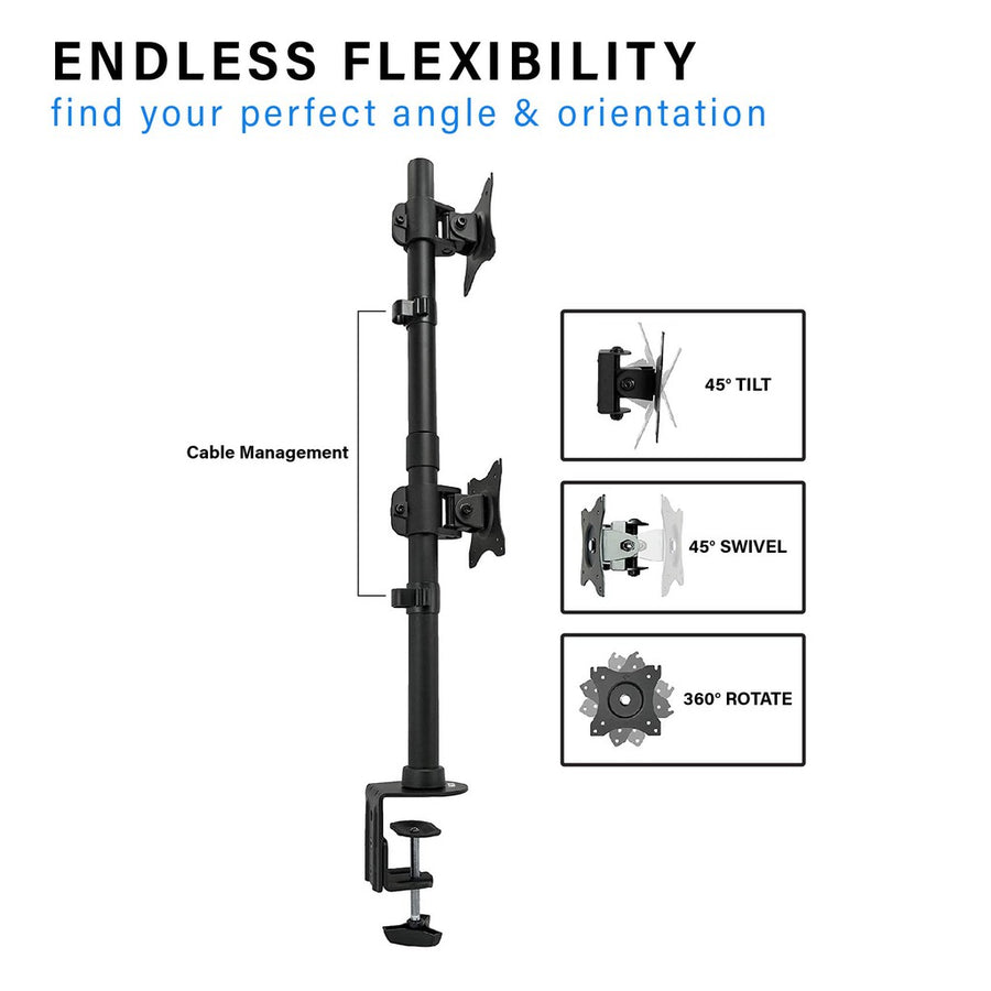 ULTi Evo Dual Computer Monitor Desk Mount Stand Vertical Array for 2 Screens up to 32 inches