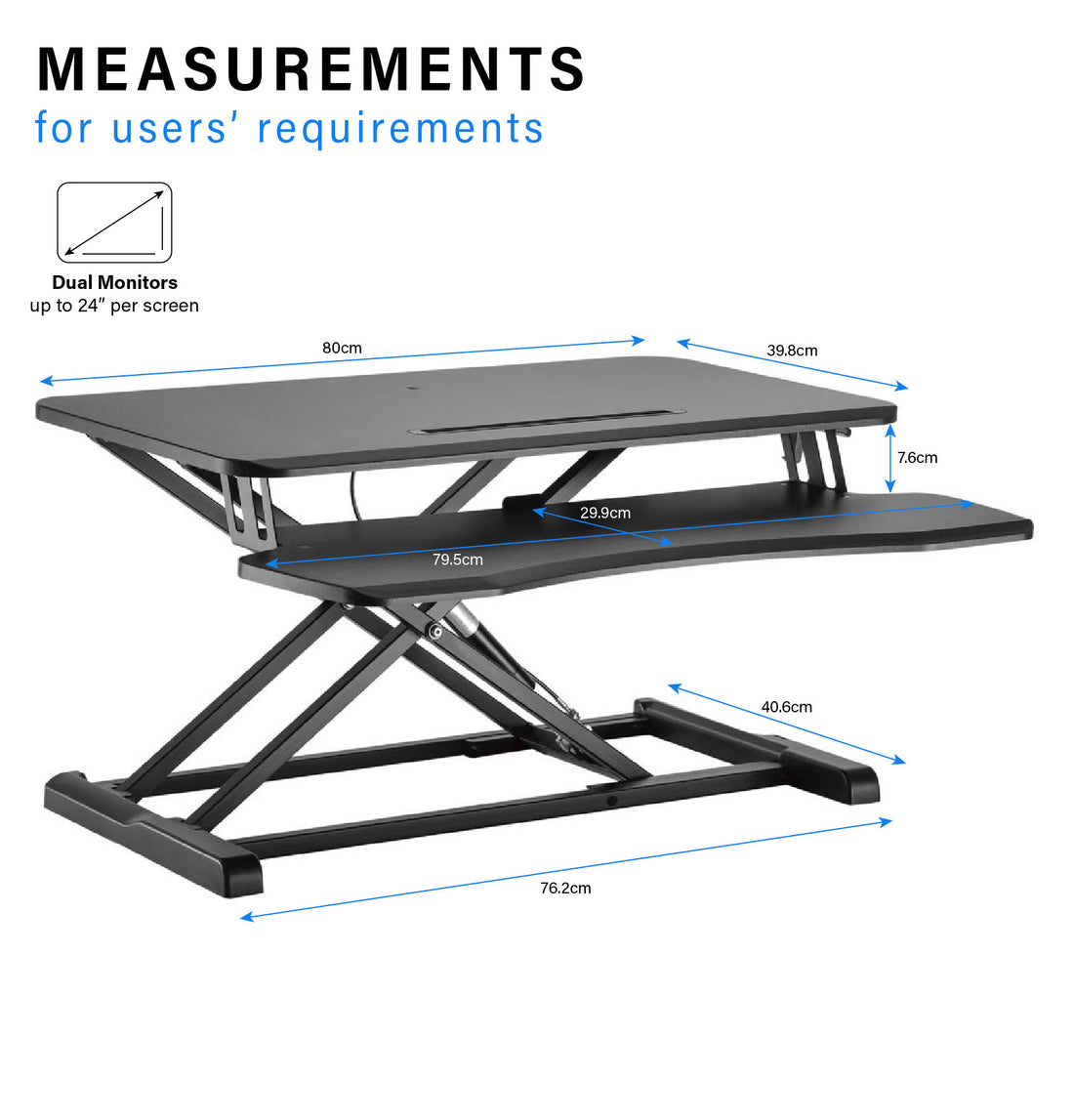 ULTi Desk Converter Riser, Standing Desk, Height Adjustable, Sit-Stand w Monitor & Laptop, Keyboard Tray & Tablet Holder