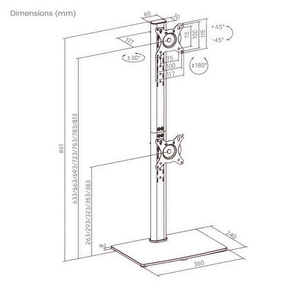 Evo Vertical Dual Monitor Stand | T37