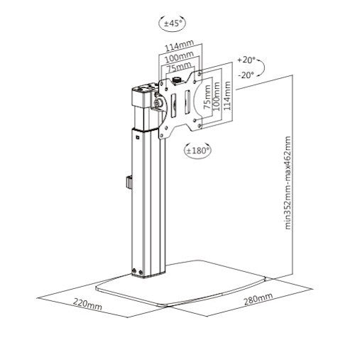 ULTi Ergo Free Standing Monitor Mount Desk Stand, Spring Height Adjustable Monitor Arm for Screens up to 32 inches