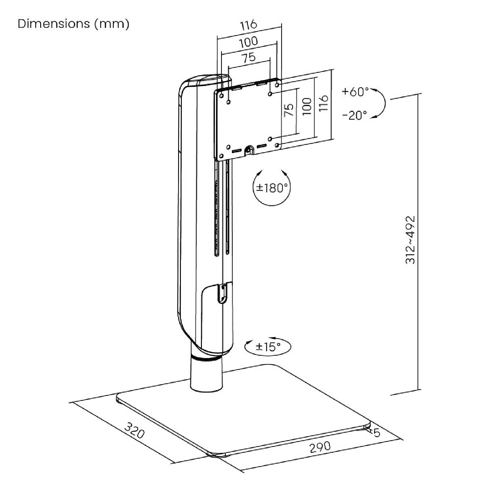 Ergo Heavy-Duty Vertical Lift Free-Standing Monitor Stand | T71