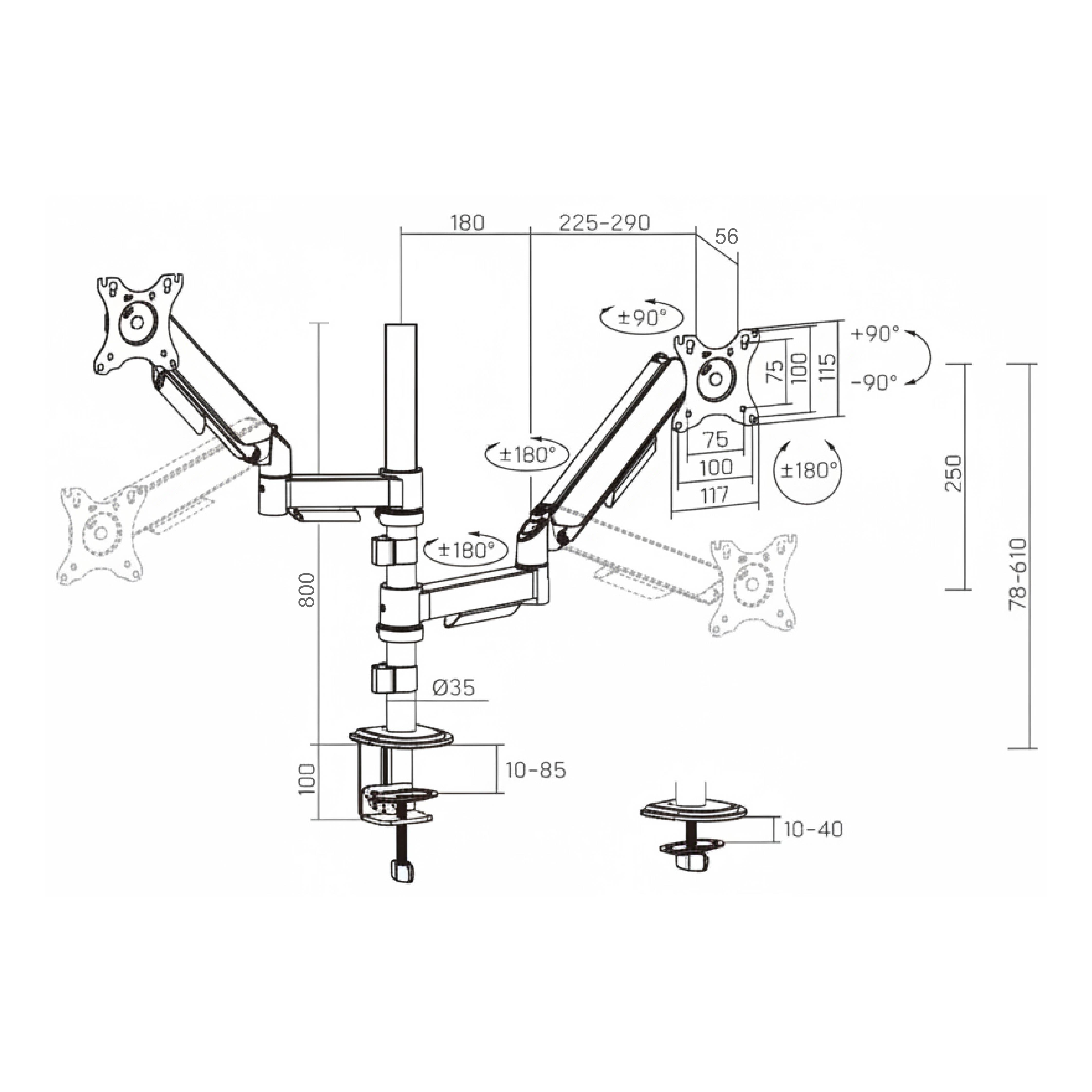 Apex Stacking Dual Monitor Arm | T23